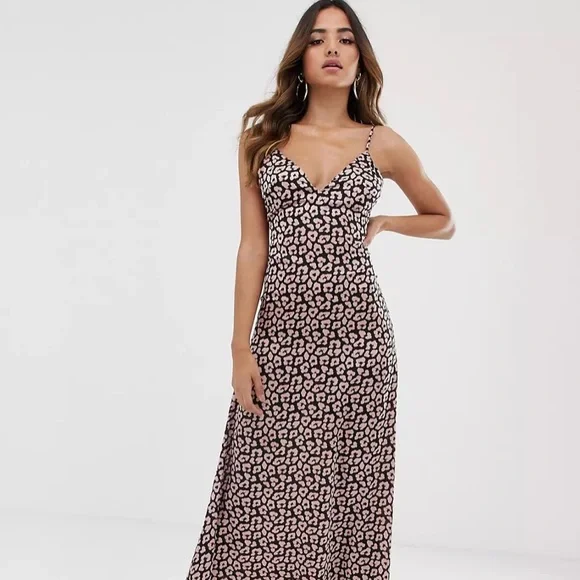 ASOS | Dresses | Asos Club L Low Back Cami Maxi Dress In Animal Print |  Poshmark